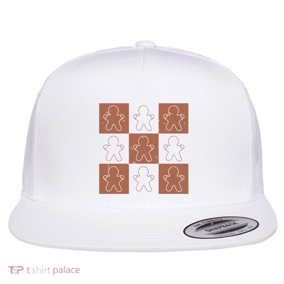 Checkered Gingerbread Man Retro Flatbill Hat