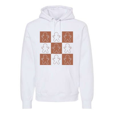 Checkered Gingerbread Man Retro Premium Hoodie