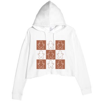 Checkered Gingerbread Man Retro Crop Fleece Hoodie
