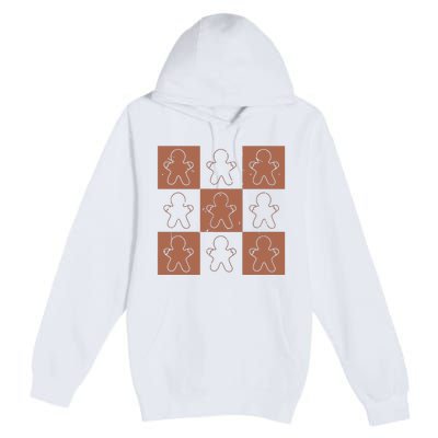 Checkered Gingerbread Man Retro Premium Pullover Hoodie