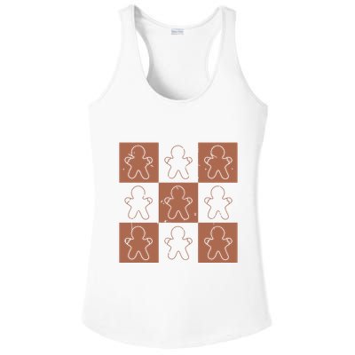 Checkered Gingerbread Man Retro Ladies PosiCharge Competitor Racerback Tank