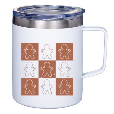 Checkered Gingerbread Man Retro 12oz Stainless Steel Coffee Mug