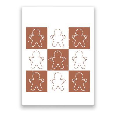 Checkered Gingerbread Man Retro Poster