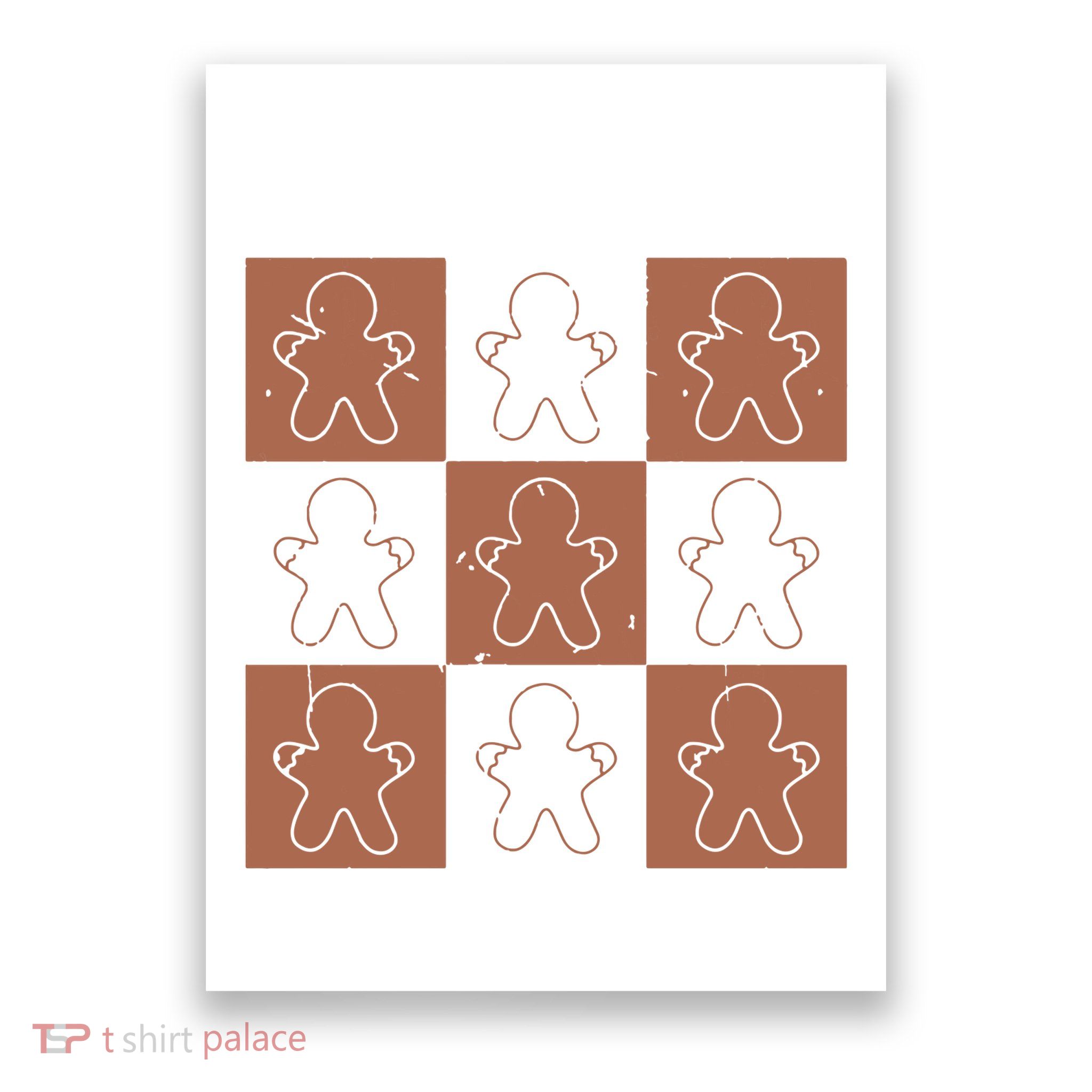 Checkered Gingerbread Man Retro Poster