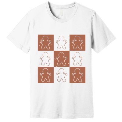 Checkered Gingerbread Man Retro Premium T-Shirt