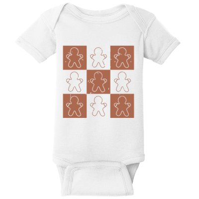 Checkered Gingerbread Man Retro Baby Bodysuit