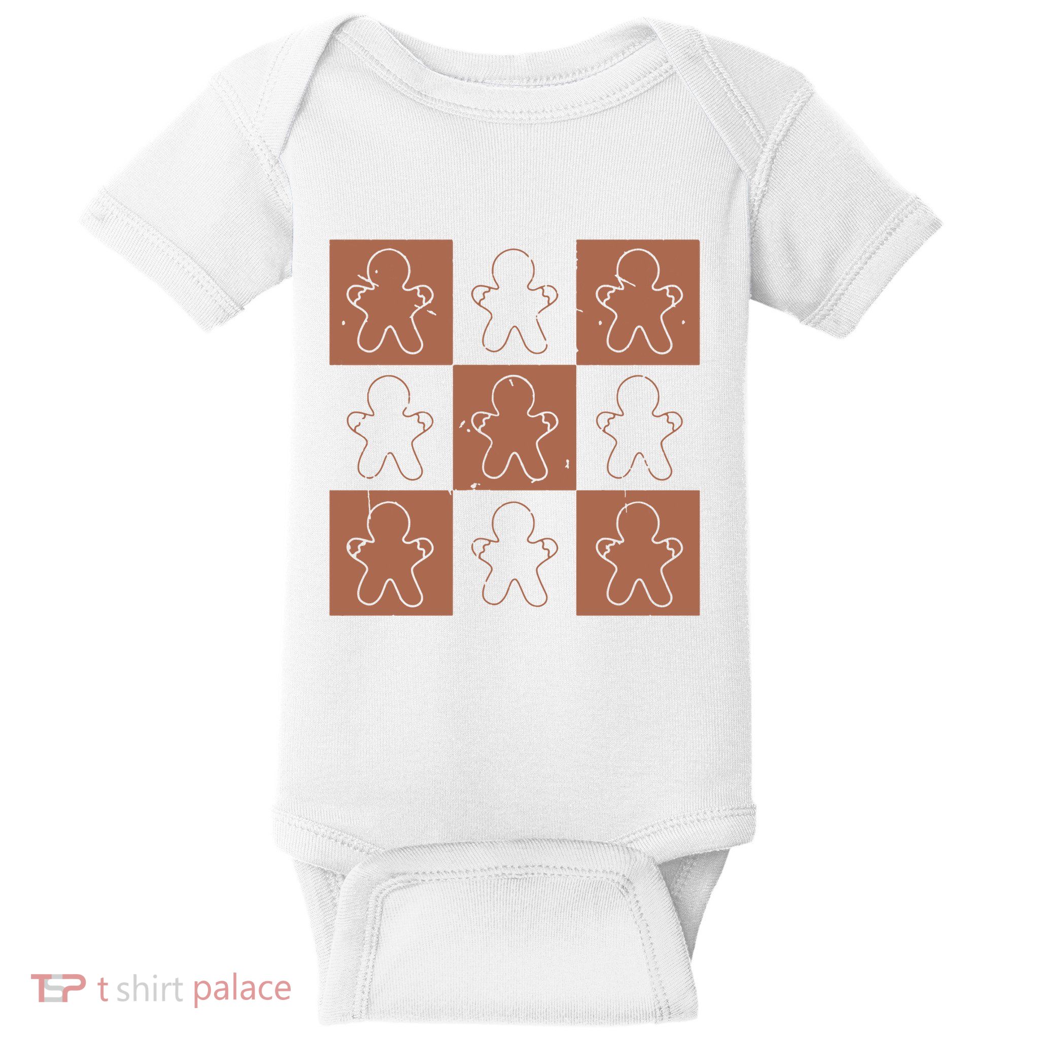 Checkered Gingerbread Man Retro Baby Bodysuit