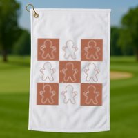 Checkered Gingerbread Man Retro Golf Towel