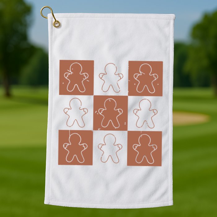 Checkered Gingerbread Man Retro Golf Towel
