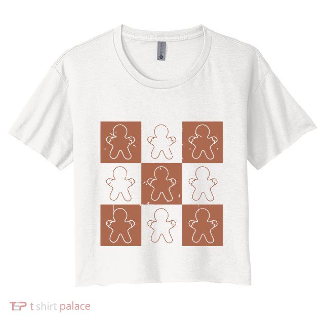 Checkered Gingerbread Man Retro Crop Top