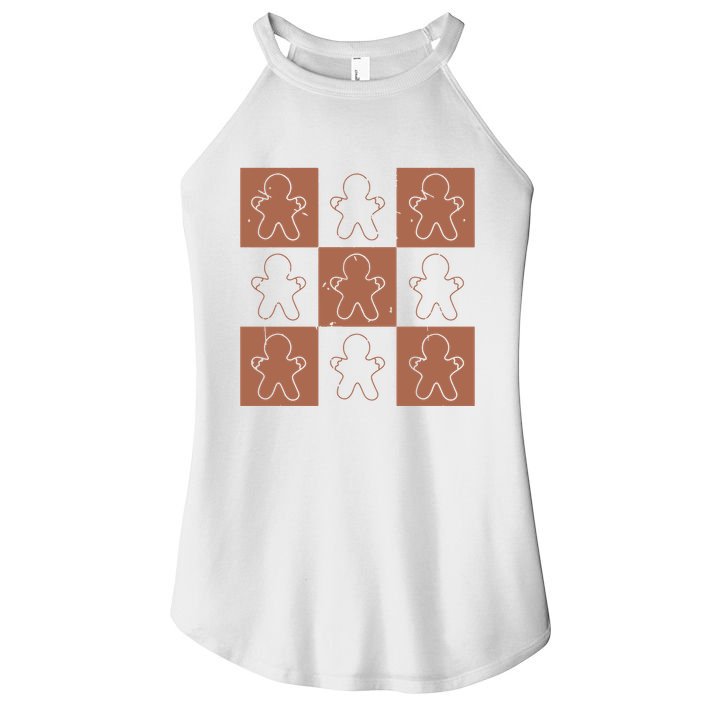 Checkered Gingerbread Man Retro Women's Perfect Tri Rocker Tank