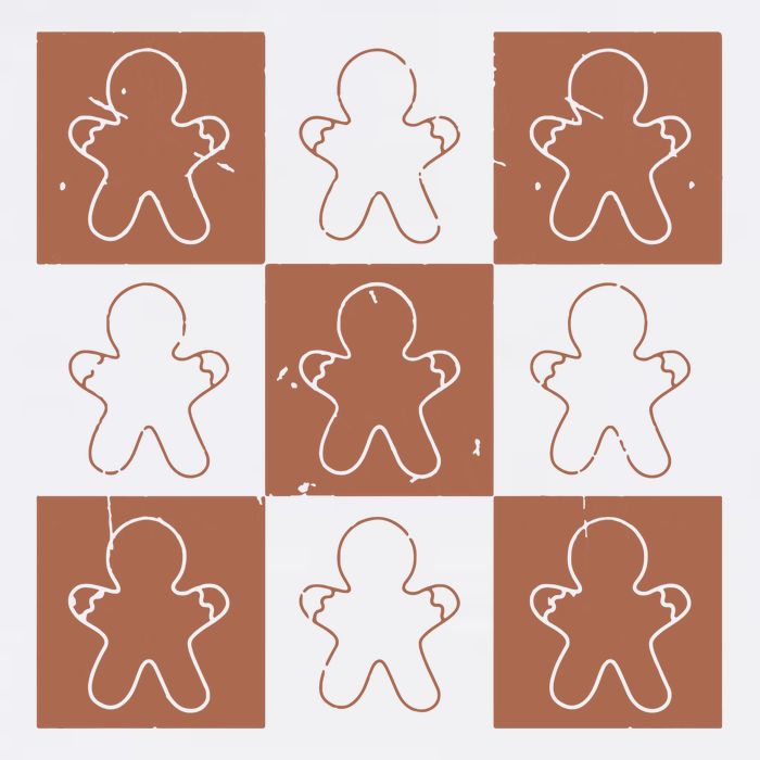 Checkered Gingerbread Man Retro Women's V-Neck T-Shirt