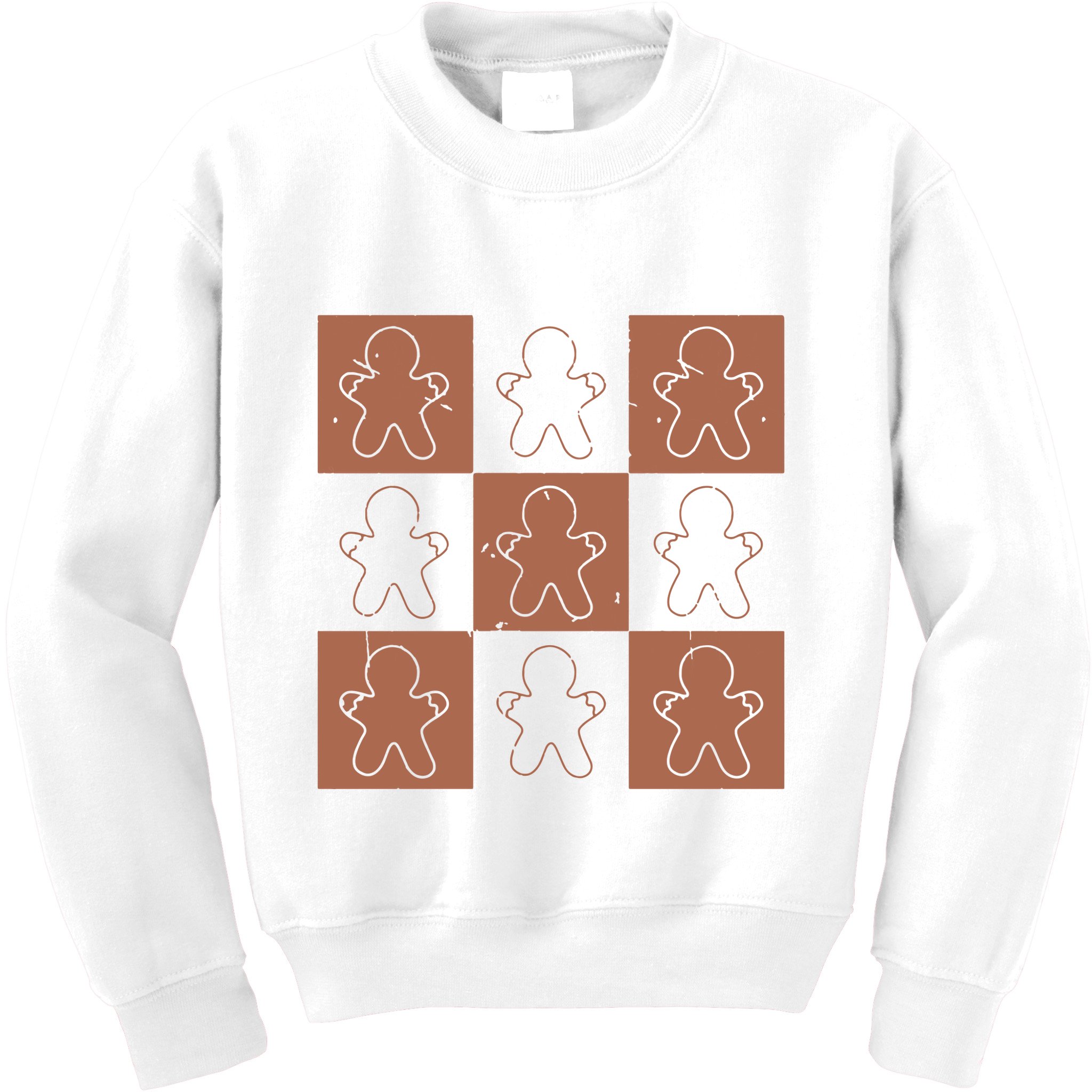 Checkered Gingerbread Man Retro Kids Sweatshirt