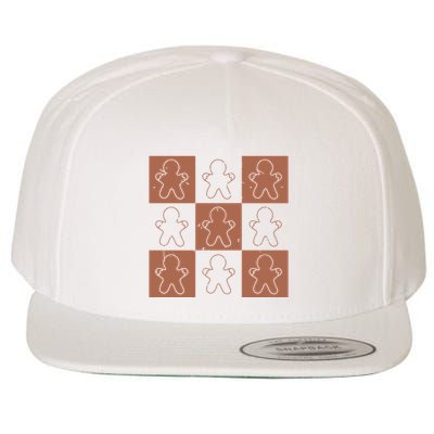 Checkered Gingerbread Man Retro Wool Snapback Cap