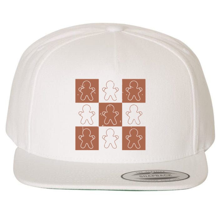 Checkered Gingerbread Man Retro Wool Snapback Cap