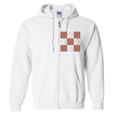 Checkered Gingerbread Man Retro Full Zip Hoodie