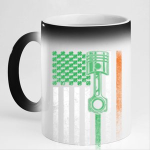 Car Guy Mechanic Gift St Patrick's Day Irish American Flag Cute Gift 11oz Black Color Changing Mug