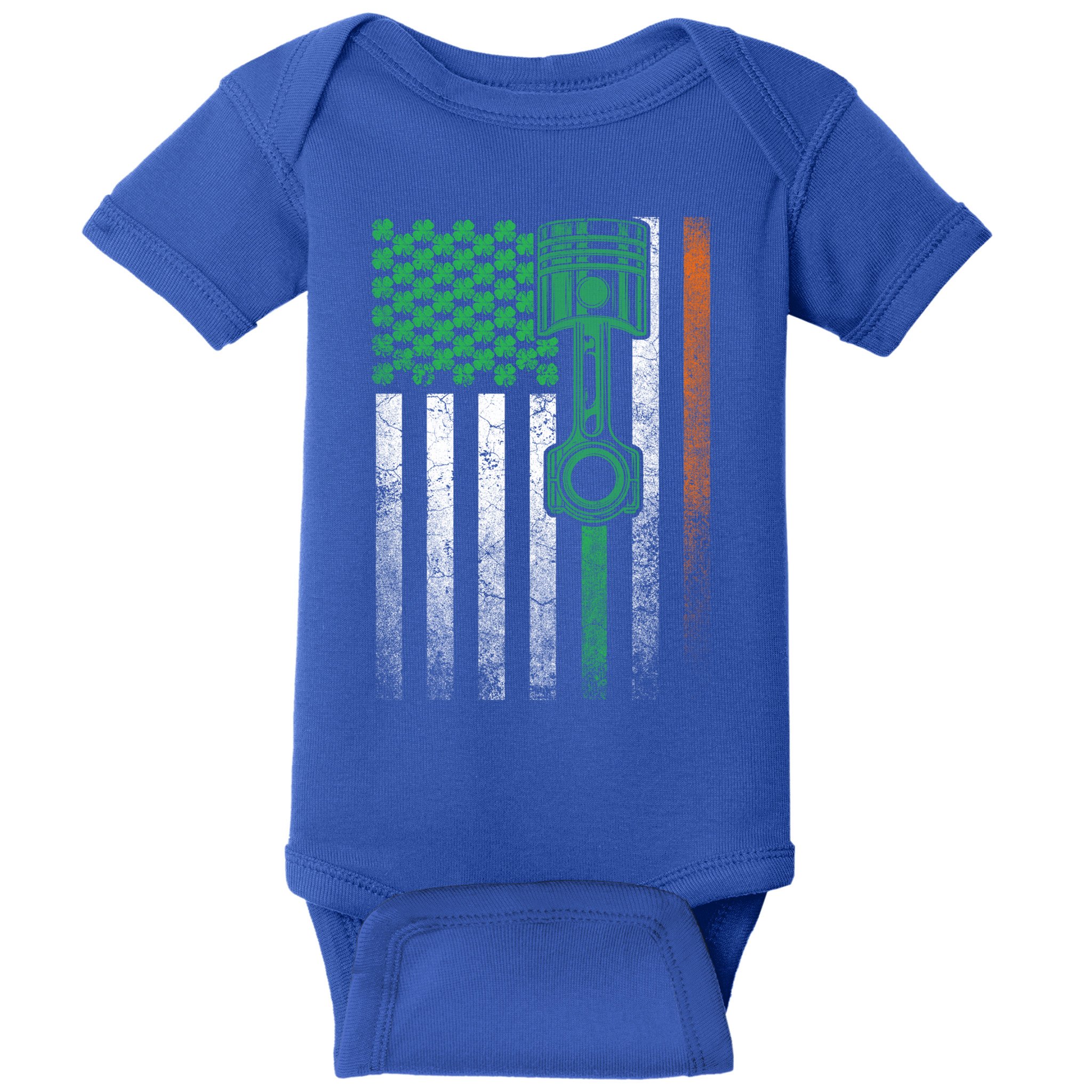 Car Guy Mechanic Gift St Patrick's Day Irish American Flag Cute Gift Baby Bodysuit