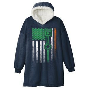 Car Guy Mechanic Gift St Patrick's Day Irish American Flag Cute Gift Hooded Wearable Blanket