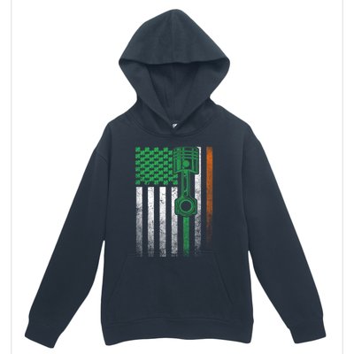 Car Guy Mechanic Gift St Patrick's Day Irish American Flag Cute Gift Urban Pullover Hoodie