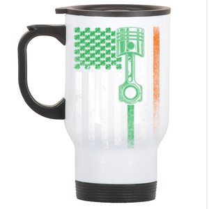 Car Guy Mechanic Gift St Patrick's Day Irish American Flag Cute Gift Stainless Steel Travel Mug