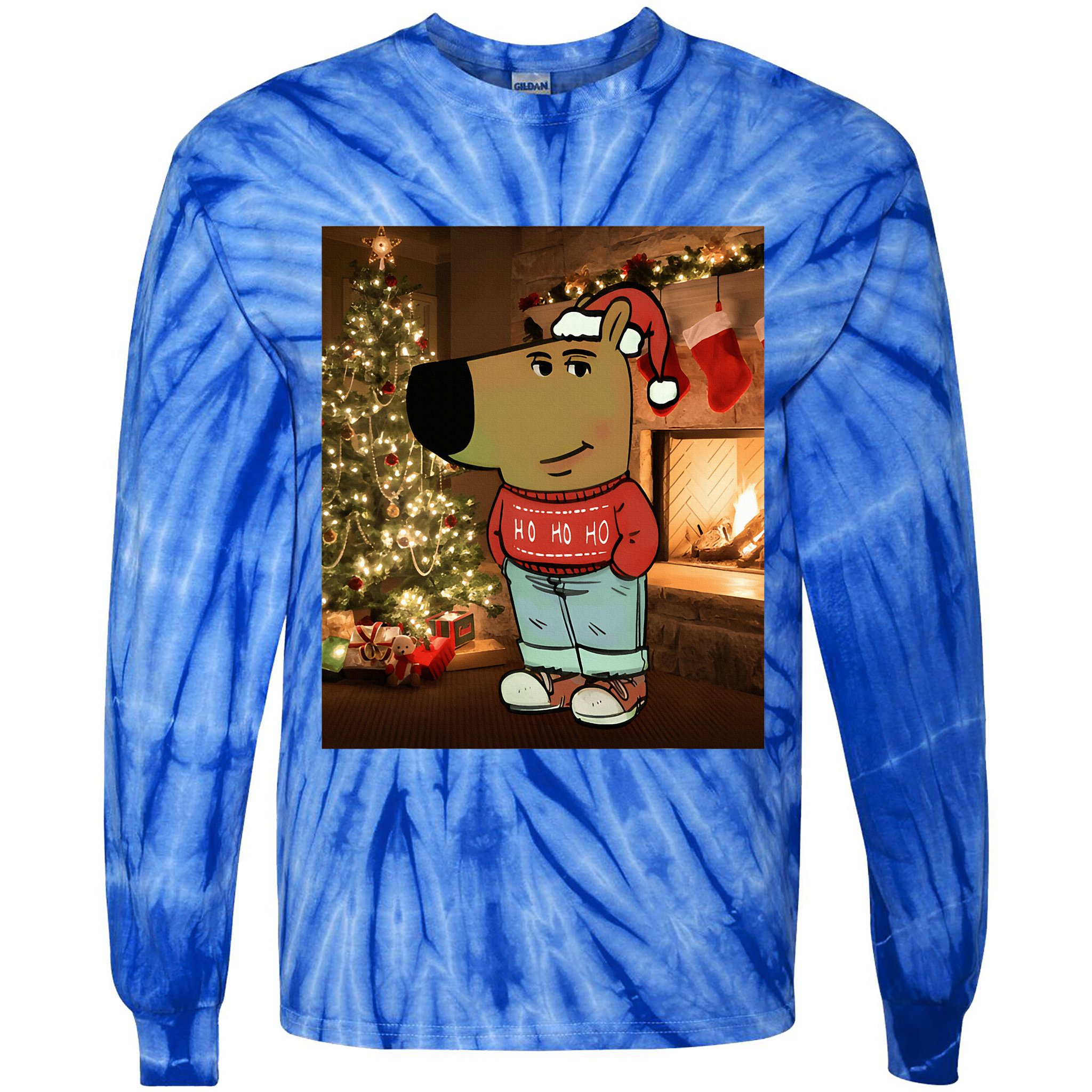 Chill Guy Meme Costume Funny Chill Guy Meme Tie-Dye Long Sleeve Shirt