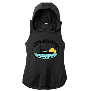 Captain Grandpa My Boat My Rules Yacht Boating Lover Retro Gift Ladies PosiCharge Tri-Blend Wicking Draft Hoodie Tank