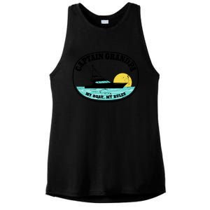 Captain Grandpa My Boat My Rules Yacht Boating Lover Retro Gift Ladies PosiCharge Tri-Blend Wicking Tank