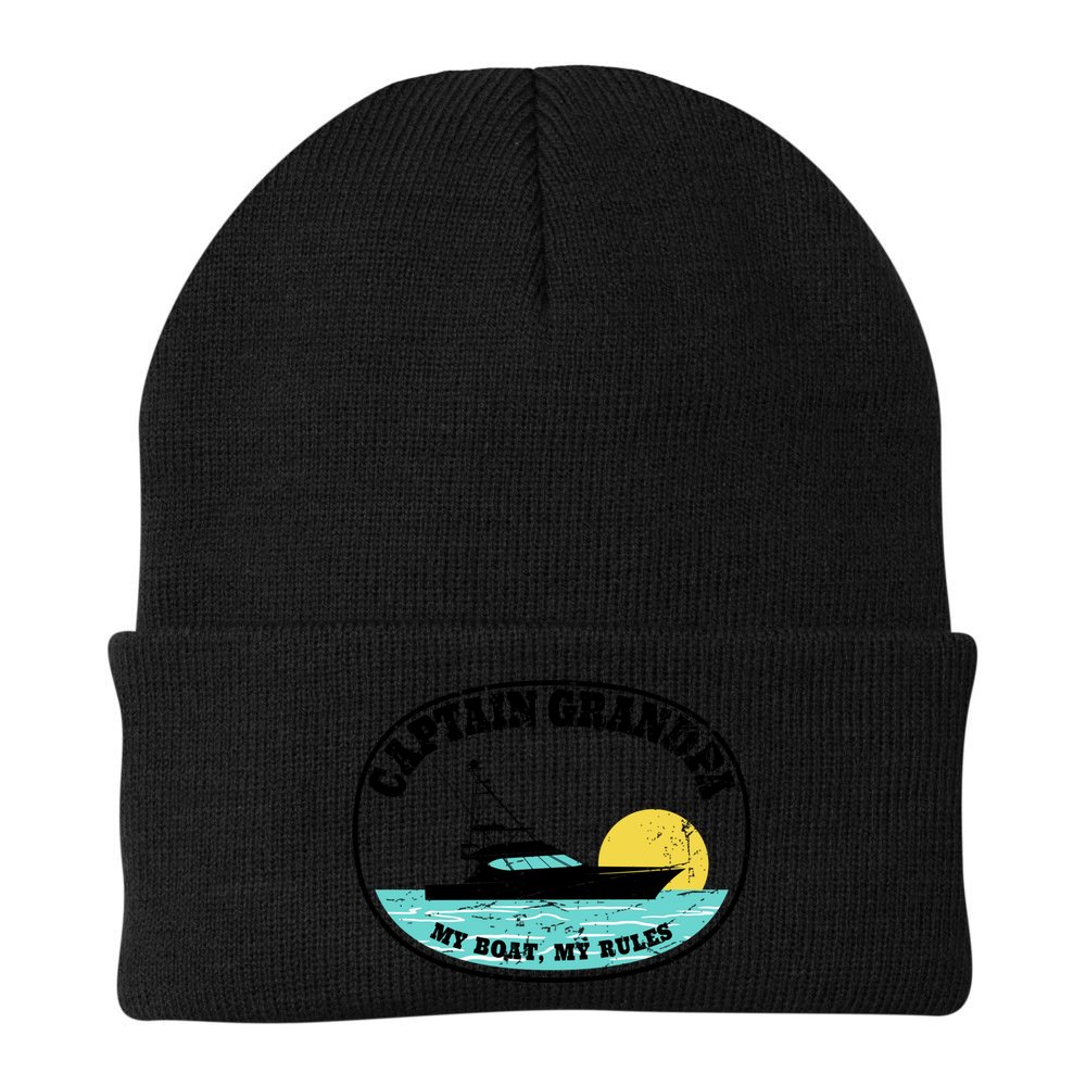 Captain Grandpa My Boat My Rules Yacht Boating Lover Retro Gift Beanie