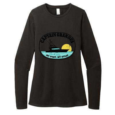 Captain Grandpa My Boat My Rules Yacht Boating Lover Retro Gift Womens CVC Long Sleeve Shirt