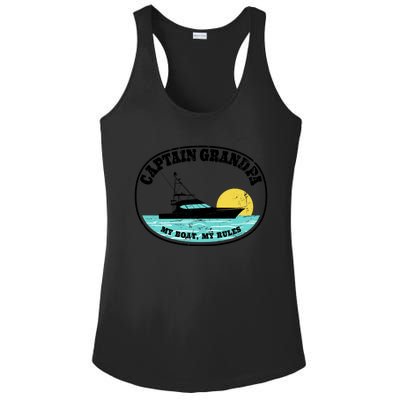 Captain Grandpa My Boat My Rules Yacht Boating Lover Retro Gift Ladies PosiCharge Competitor Racerback Tank