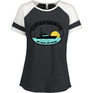 Captain Grandpa My Boat My Rules Yacht Boating Lover Retro Gift Enza Ladies Jersey Colorblock Tee