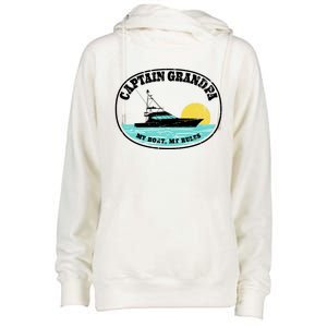 Captain Grandpa My Boat My Rules Yacht Boating Lover Retro Gift Womens Funnel Neck Pullover Hood