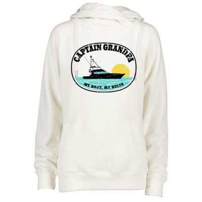 Captain Grandpa My Boat My Rules Yacht Boating Lover Retro Gift Womens Funnel Neck Pullover Hood