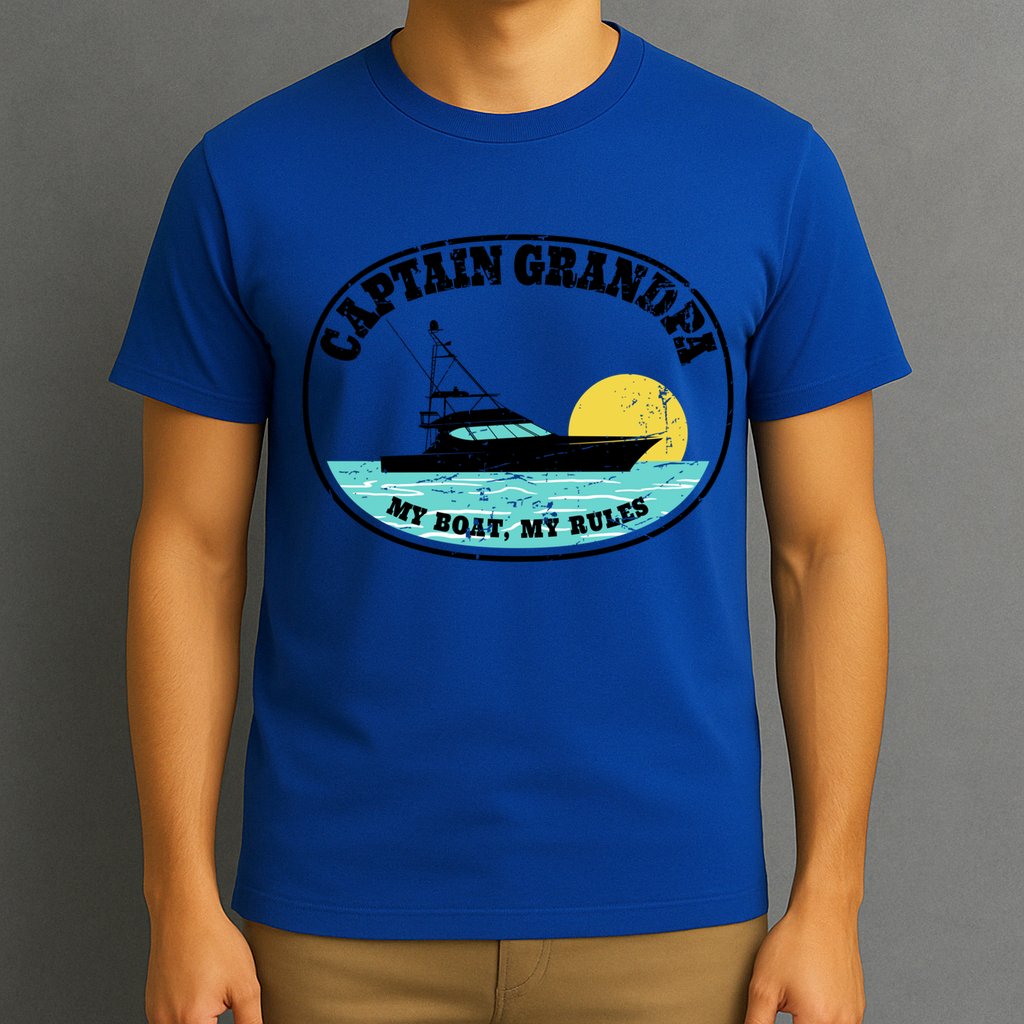 Captain Grandpa My Boat My Rules Yacht Boating Lover Retro Gift T-Shirt