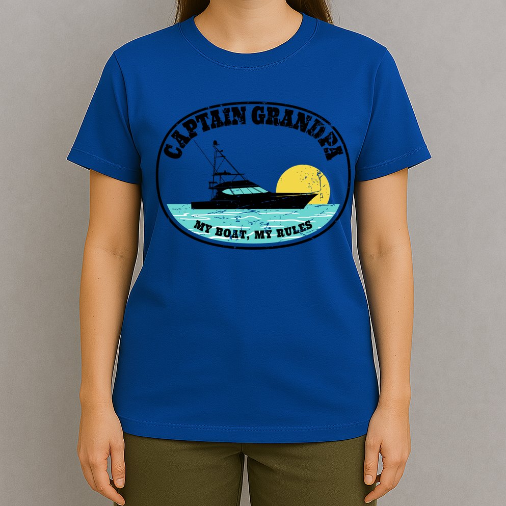 Captain Grandpa My Boat My Rules Yacht Boating Lover Retro Gift T-Shirt