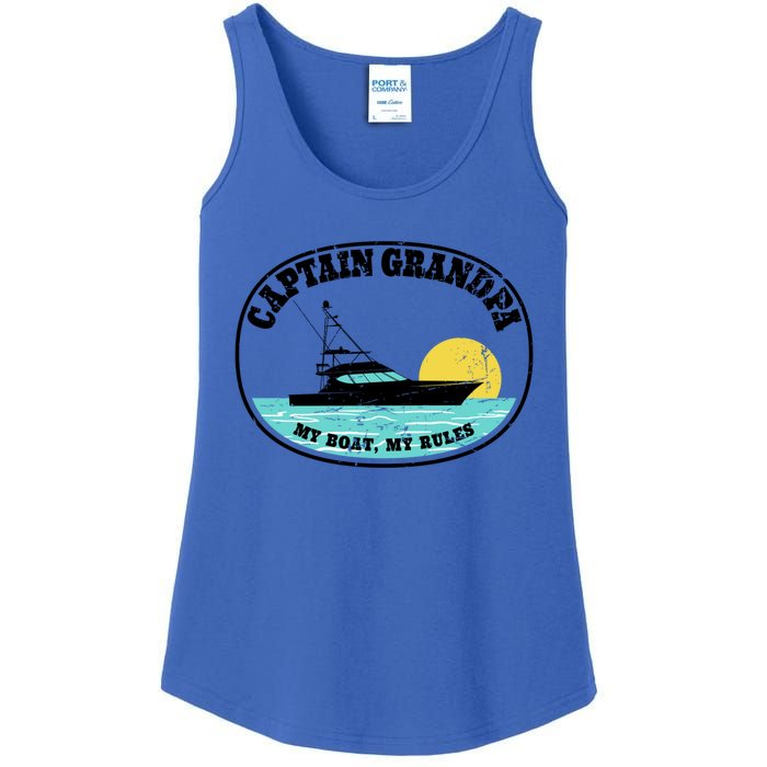 Captain Grandpa My Boat My Rules Yacht Boating Lover Retro Gift Ladies Essential Tank