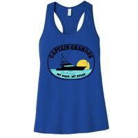 Captain Grandpa My Boat My Rules Yacht Boating Lover Retro Gift Women's Racerback Tank