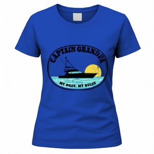 Captain Grandpa My Boat My Rules Yacht Boating Lover Retro Gift Women's T-Shirt