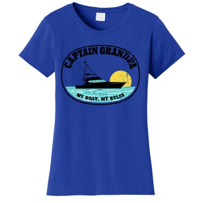 Captain Grandpa My Boat My Rules Yacht Boating Lover Retro Gift Women's T-Shirt