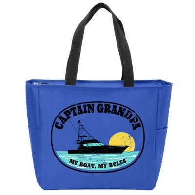 Captain Grandpa My Boat My Rules Yacht Boating Lover Retro Gift Zip Tote Bag