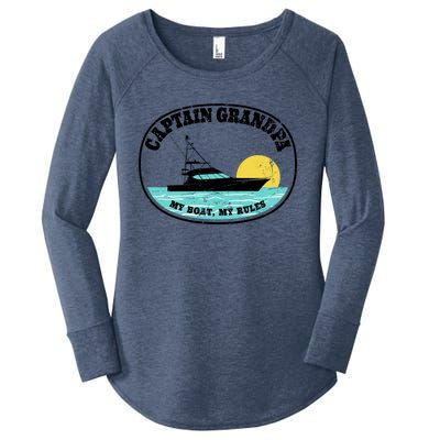 Captain Grandpa My Boat My Rules Yacht Boating Lover Retro Gift Women's Perfect Tri Tunic Long Sleeve Shirt