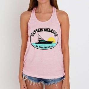 Captain Grandpa My Boat My Rules Yacht Boating Lover Retro Gift Women's Knotted Racerback Tank