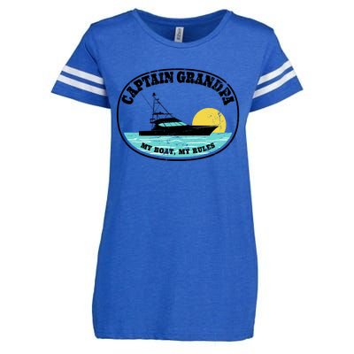 Captain Grandpa My Boat My Rules Yacht Boating Lover Retro Gift Enza Ladies Jersey Football T-Shirt