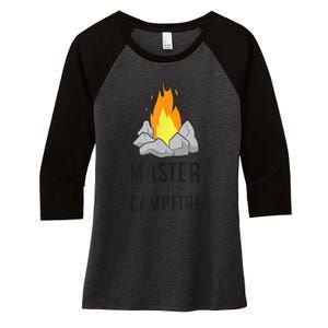 Camper Gift Master Of The Campfire Outdoor Camping Women's Tri-Blend 3/4-Sleeve Raglan Shirt