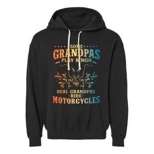 Cool Grandpa Motorcycle Design For Biker Motorbike Garment-Dyed Fleece Hoodie