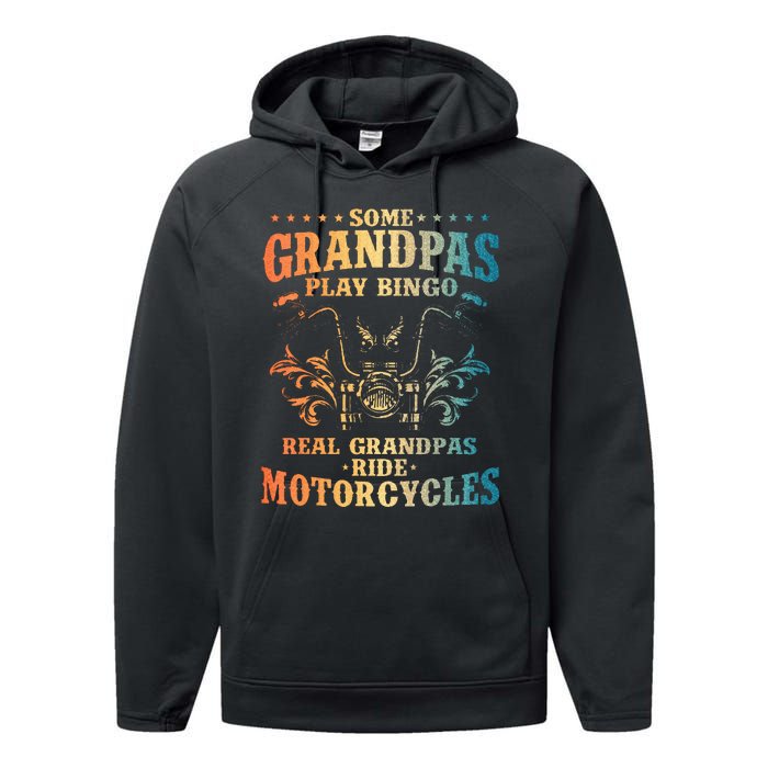 Cool Grandpa Motorcycle Design For Biker Motorbike Performance Fleece Hoodie