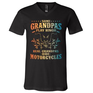 Cool Grandpa Motorcycle Design For Biker Motorbike V-Neck T-Shirt