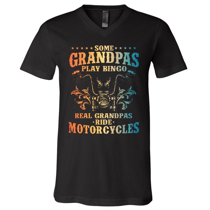 Cool Grandpa Motorcycle Design For Biker Motorbike V-Neck T-Shirt