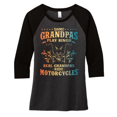 Cool Grandpa Motorcycle Design For Biker Motorbike Women's Tri-Blend 3/4-Sleeve Raglan Shirt